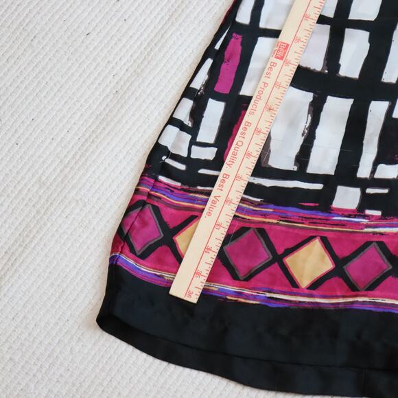 Jonathan Martin Ruffle Front Dress Women’s Size 14 Black Pink Geometric Print - Picture 4 of 8